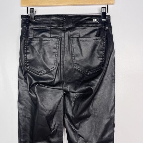 Kut From The Kloth 00 Black Reese Coated Ankle Straight Leg Pant Zip Ankles - Picture 7 of 13